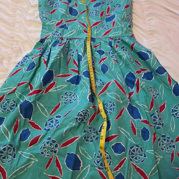 J. Crew Teal and Red Patterned Dress - Picture 4 of 7